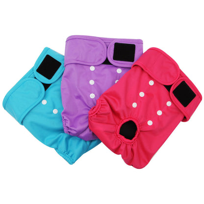 3 Pack Washable Reusable Female Dog Diapers for Heat Cycles