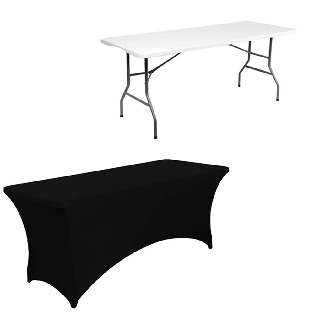 Rectangular Spandex Stretch Tablecloth for Wedding Party Black