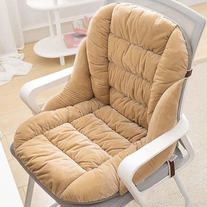 Backrest Seat Cushion with Ties High Back Seat Chair Pad for Office Gaming Chair Camel