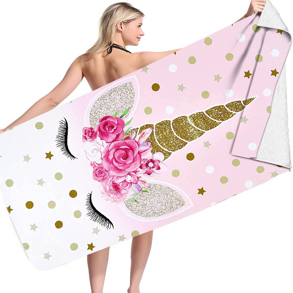 Unicorn Print Beach Towel Soft Microfiber Camping Swimming Towels Style 3