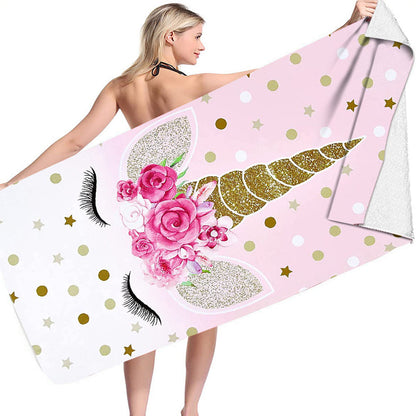 Unicorn Print Beach Towel Soft Microfiber Camping Swimming Towels Style 3