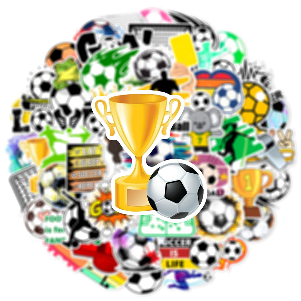 50Pcs Football Theme Sticker Set Water-repellent for Water Bottle Laptop Decoration