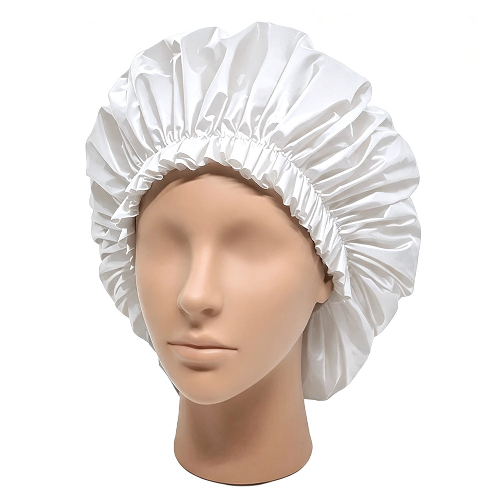 2 Piece PEVA Shower Caps for Long Hair - White