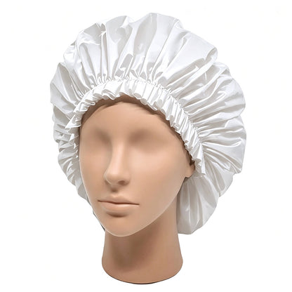 2 Piece PEVA Shower Caps for Long Hair - White