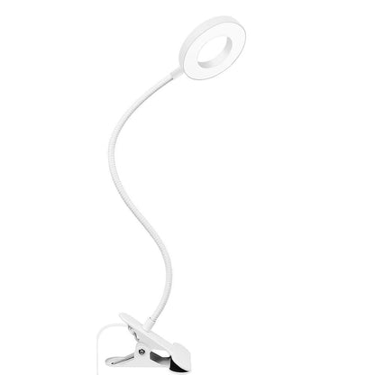 Dimmable USB Desk Lamp 3 Color Modes Flexible Gooseneck Reading Light with Clamp White
