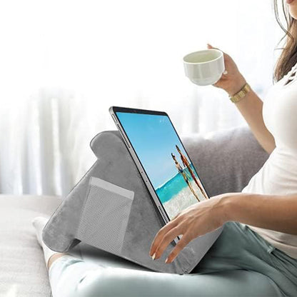 Reading Pillow 3-Angle Multi-Position Lap Cushion for Bed Sofa Travel-Grey