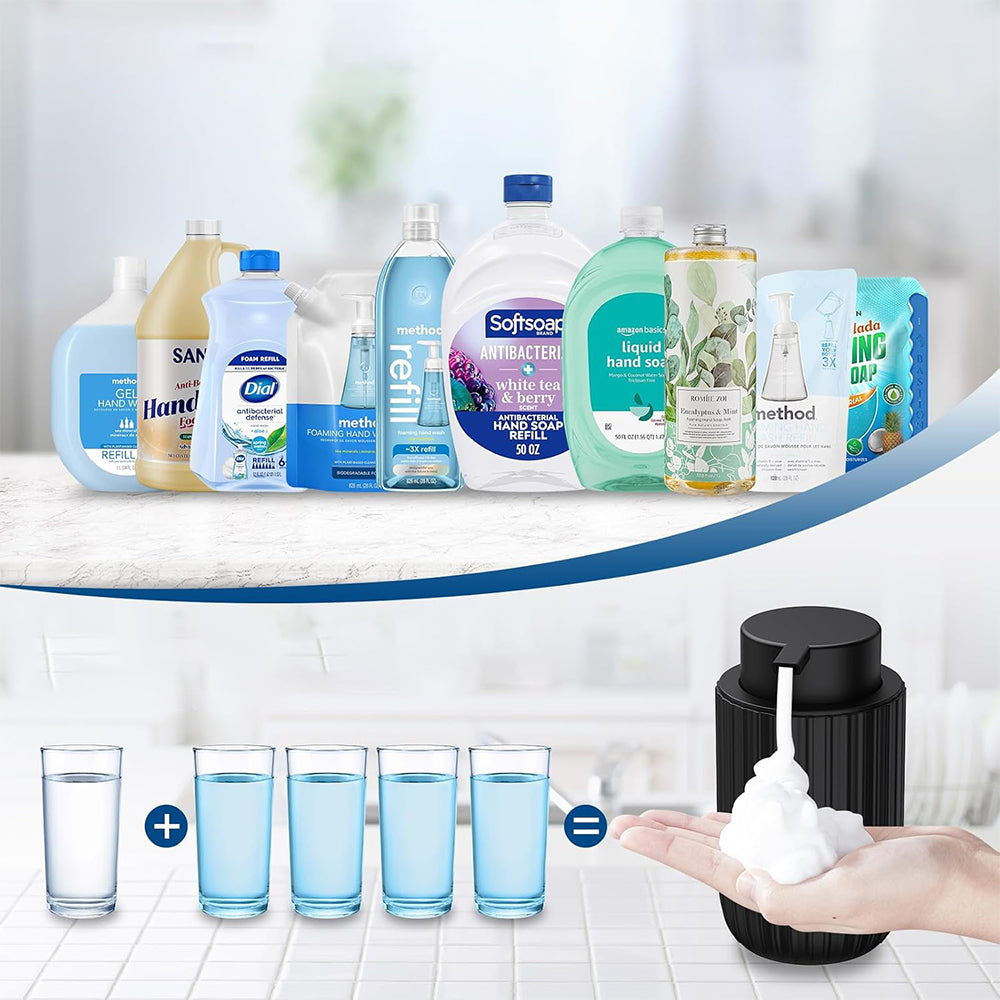 300ml Ceramic Foaming Soap Dispenser for Bathroom Kitchen-Black