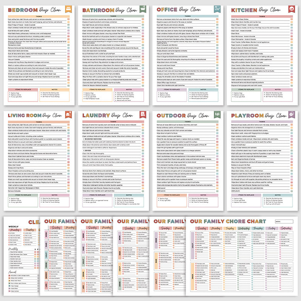 DIY Cleaning Schedule and Checklist Organizer Daily Weekly Monthly Household Cleaning Planner for Home