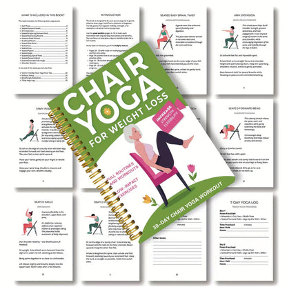 Chair Yoga Book Home Fitness Training Journal-Green