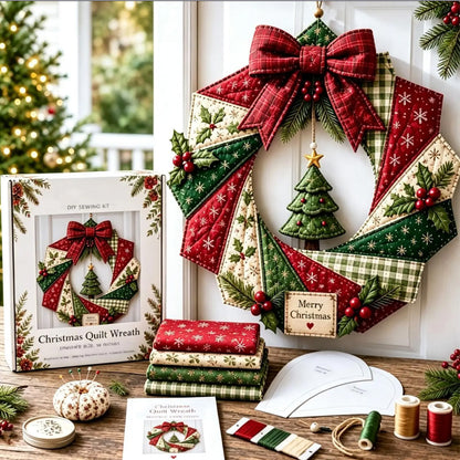 Christmas Wreath DIY Sewing Kit with Precut Fabric for Door Decor - Christmas tree