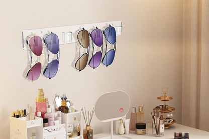 2Pcs Sunglasses Rack Wall Clear Acrylic Wall Mount Glasses Holder Glasses Storage