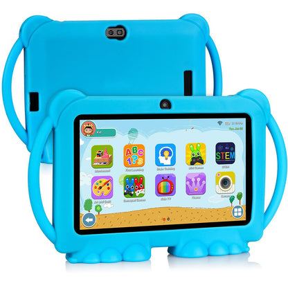 7 Inch Android Tablet with Handle Parental Control Dual Camera-Blue