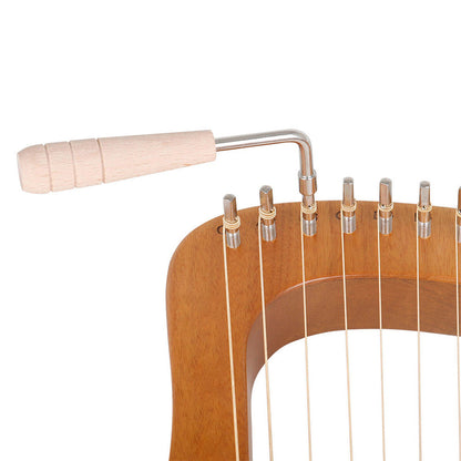 Lyre Harp 16 Metal Strings Mahogany Body Lyra Harp Musical Instrument with Turning Wrench Picks Digital Note Sticker