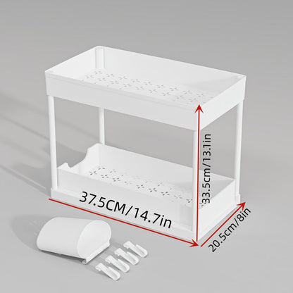Multi-Purpose Pull-Out Storage Organizers Under Sink Organizers Rack for Bathroom Kitchen White
