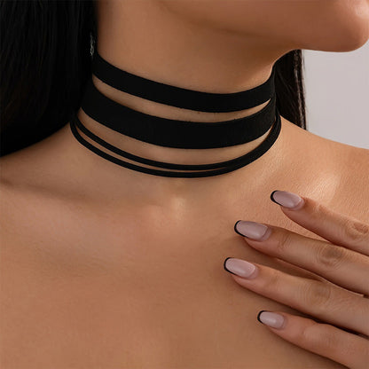 3PCS Black Layered Necklace Set for Women Adjustable Fashion Jewelry Gift
