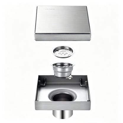 Square Shower Drain with Filter-Silver