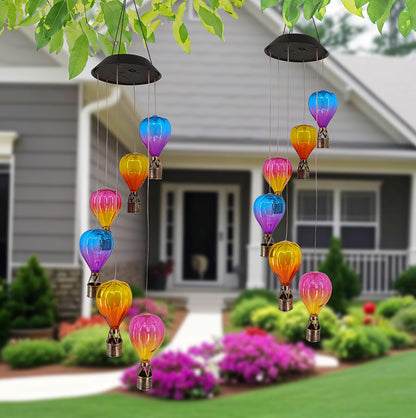 Solar Hot Air Balloon Wind Chime Light for Outdoor Hanging Decoration