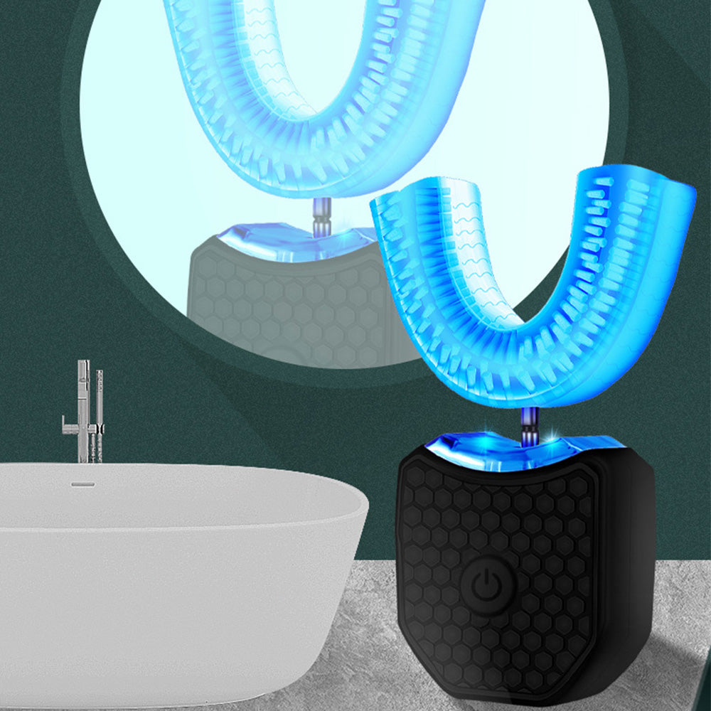Rechargeable U-Shaped Electric Toothbrush Set for Daily Oral Care-Black