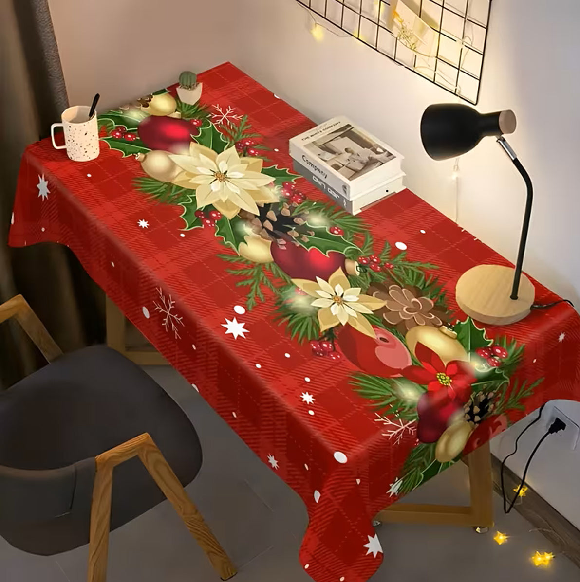 Christmas Plaid Tablecloth Red Christmas Decoration Table Cover