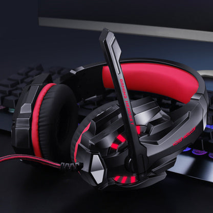 Head-Worn Gaming Headset with MIC Wired LED Headphones for PC Laptop PS4 Red