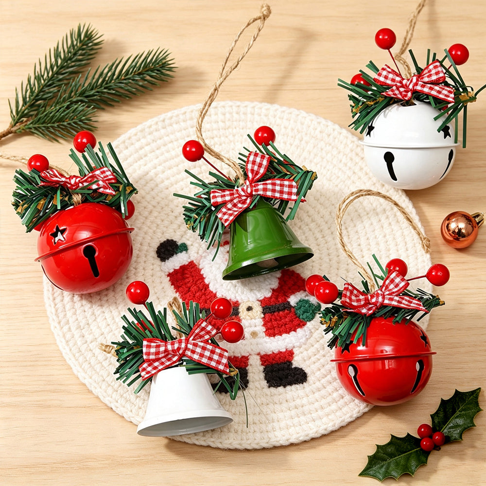8 Pack Christmas Red Berry Bell Hanging Ornaments