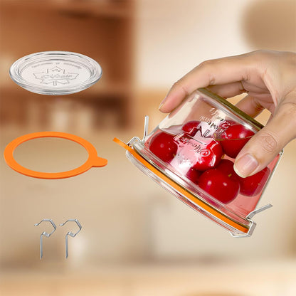 2Pcs Glass Canning Jars Airtight with Glass Lid and Clips for Pickles Yogurt