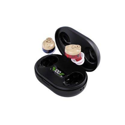 Pair of Invisible Digital Hearing Aids Rechargeable In-Ear Enhancer Amplifier Blue and Red