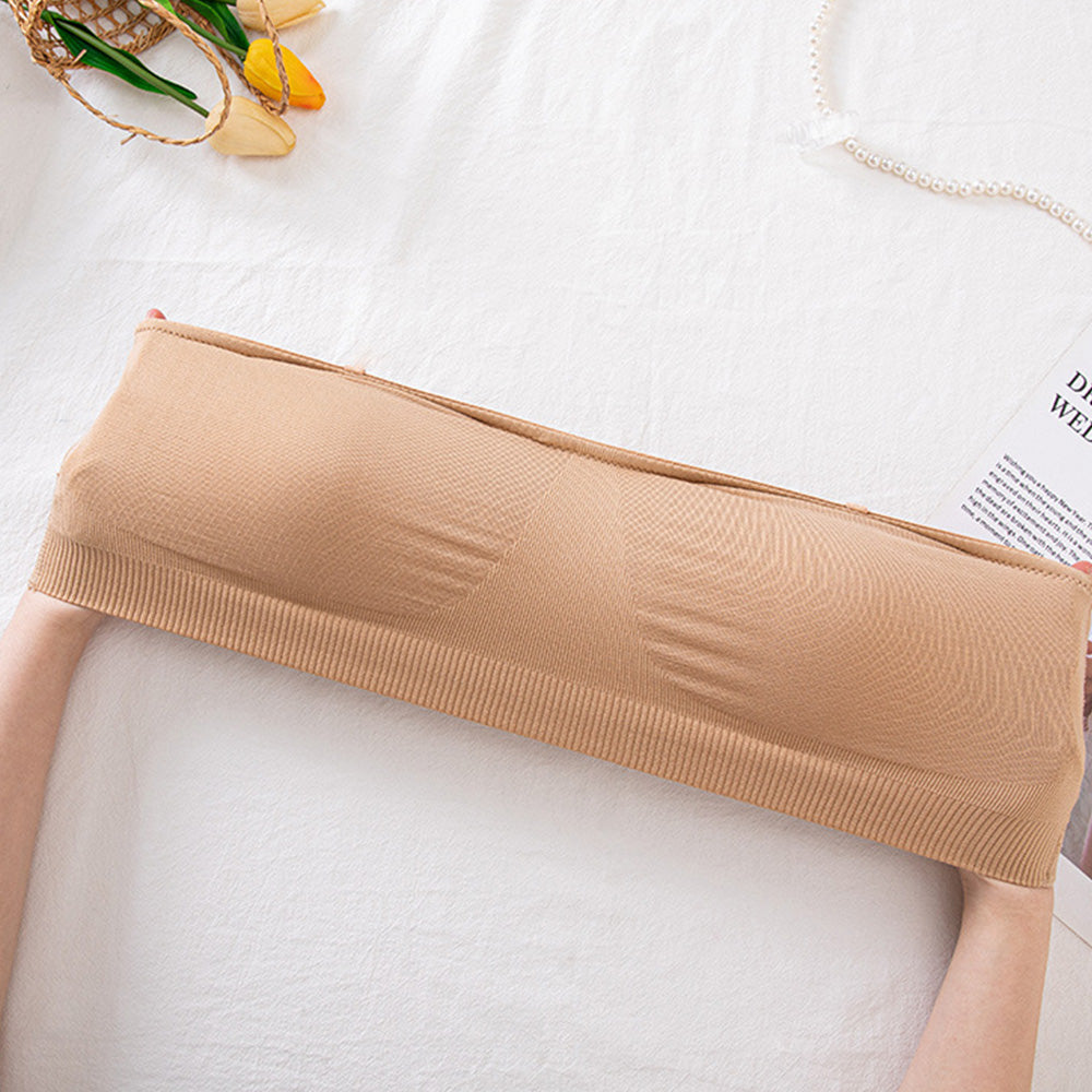 Women Strapless Wirefree Bandeau Bra-Nude