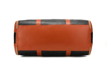 Water-Resistant Garment Duffle Bag Duffle Bag PU Leather Travel Bag -Black