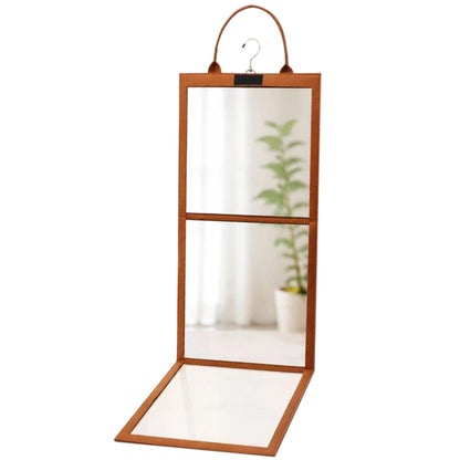 Portable Foldable Full Length Mirror with Handle Tri Fold Mirror - Brown