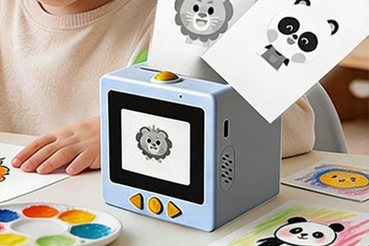 AI Voice Thermal Mini Inkless Sticker Printer with 24in Screen - Blue