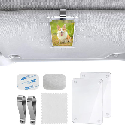 2PCS Clear Car Sun Visor Photo Holders with Magnetic Clips for Pictures
