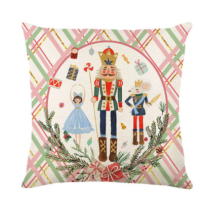 4pcs Merry Christmas Nutcracker Throw Pillow Covers 45x45cm Christmas Pillowcases Decorations For Sofa Couch Without Pillow Core