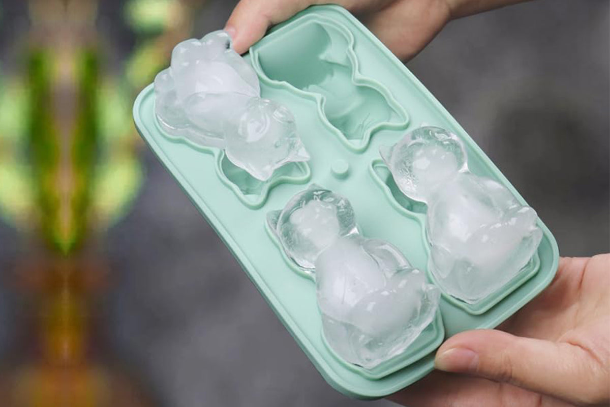 3D Cat Ice Cube Mold Fun Shapes Cat Lover Gifts Silicone Large Craft Ice Mold for Whiskey Cocktails Bourbon-Green