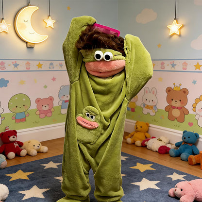 Monster Onesie Big Mouth Monster Onesie Soft Plush Loungewear for Sleeping-Green