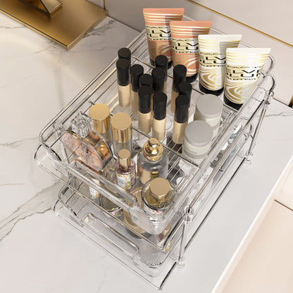 2-Tier Double Sliding Under Sink Organizers Bathroom Cabinet Shelf Organizer Storage Rack Transparent