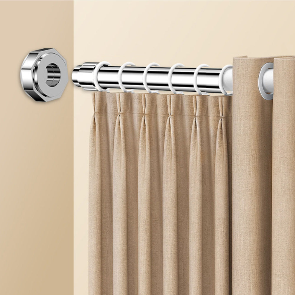 Extendable Curtain Shower Closet Pole-Silver