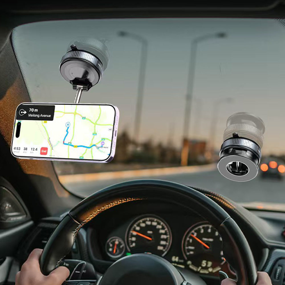 Magnetic Car Phone Holder with Vacuum Suction for Dashboard & Windshield