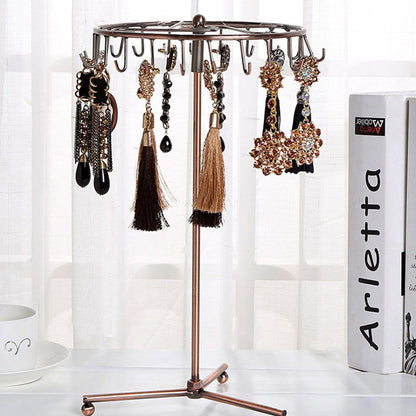 23-Hook Rotating Jewelry Display Rack Ring Holder Organizer Necklace Stand Bronze