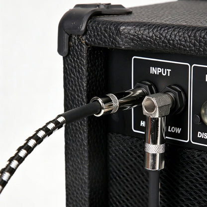 3m Guitar Cable 6.35mm Right Angle to Straight Instrument Cord for Bass Amp