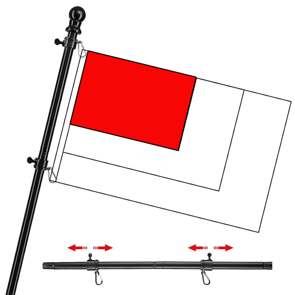 Flag Pole Kit with Rotating Flag Pole Rings and Two-Position Bracket-Black