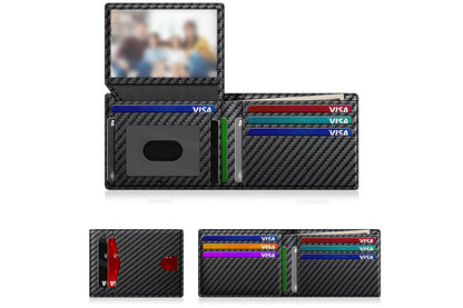 2Pcs Men Slim RFID Shielding Microfiber Wallet Credit Card Holder Money Clip