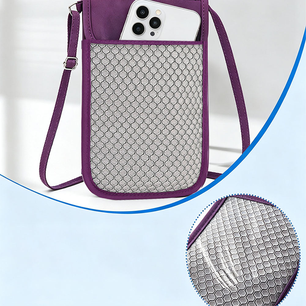 RFID Lined Travel Passport Holder Neck Wallet -Purple