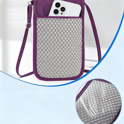 RFID Lined Travel Passport Holder Neck Wallet -Purple
