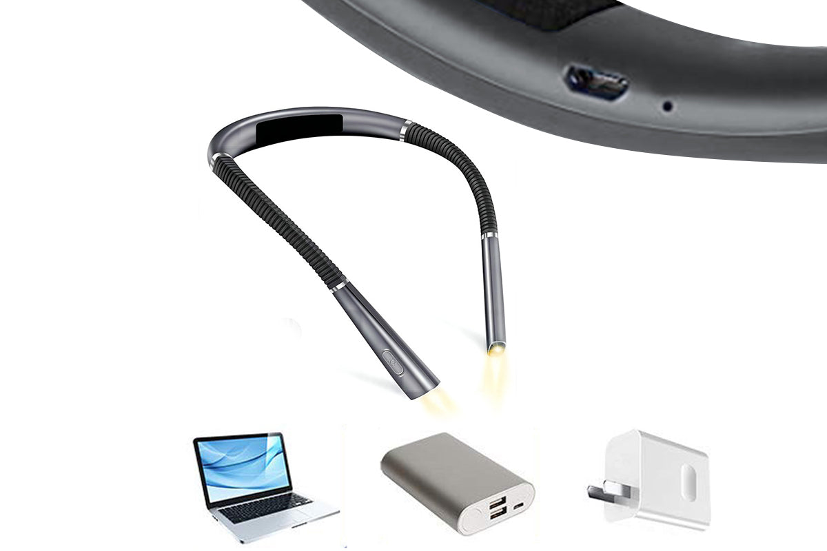 LED Neck Reading Light Book Light for Reading in Bed 3 Colors-Gray