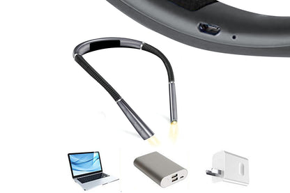 LED Neck Reading Light Book Light for Reading in Bed 3 Colors-Gray