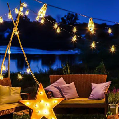 8M Solar String Lights Outdoor Vintage Rope Hemp Patio Bulb Lights for Christmas Garden Fence Balcony Style 1