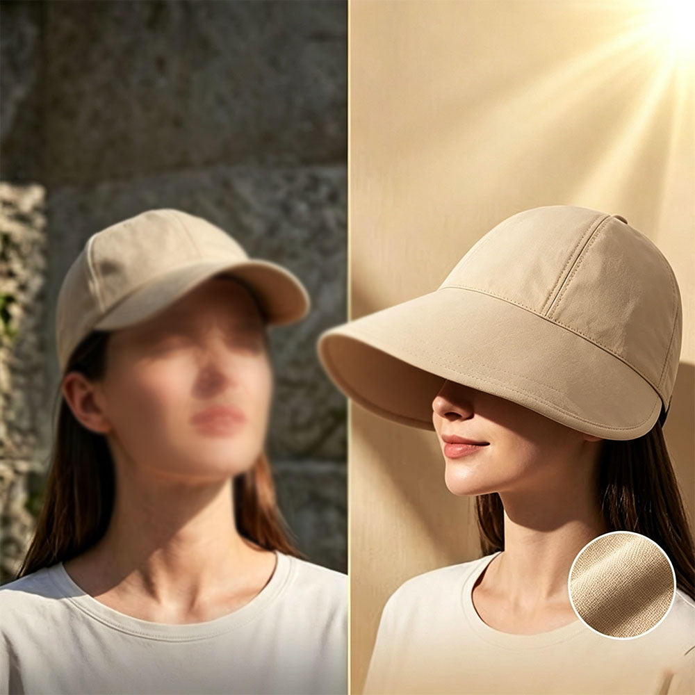 Wide Brim Quick Dry Sun Hat with Ponytail Opening and Hook - Khaki