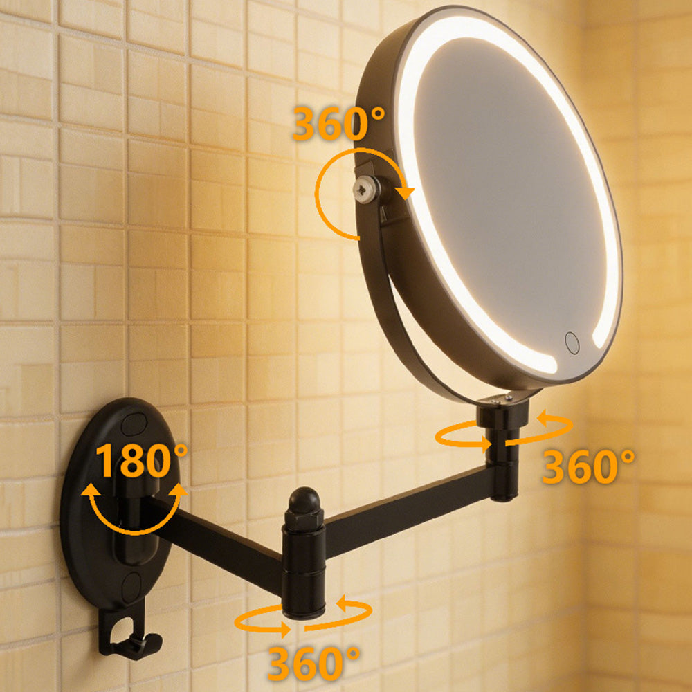 Extendable Wall Mounted LED Makeup Mirror with 7X Magnification