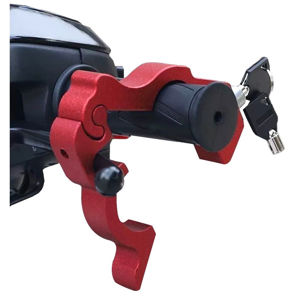 Motorcycle Bicycle Handlebar Anti-Theft Lock Grip Security Accessory Red